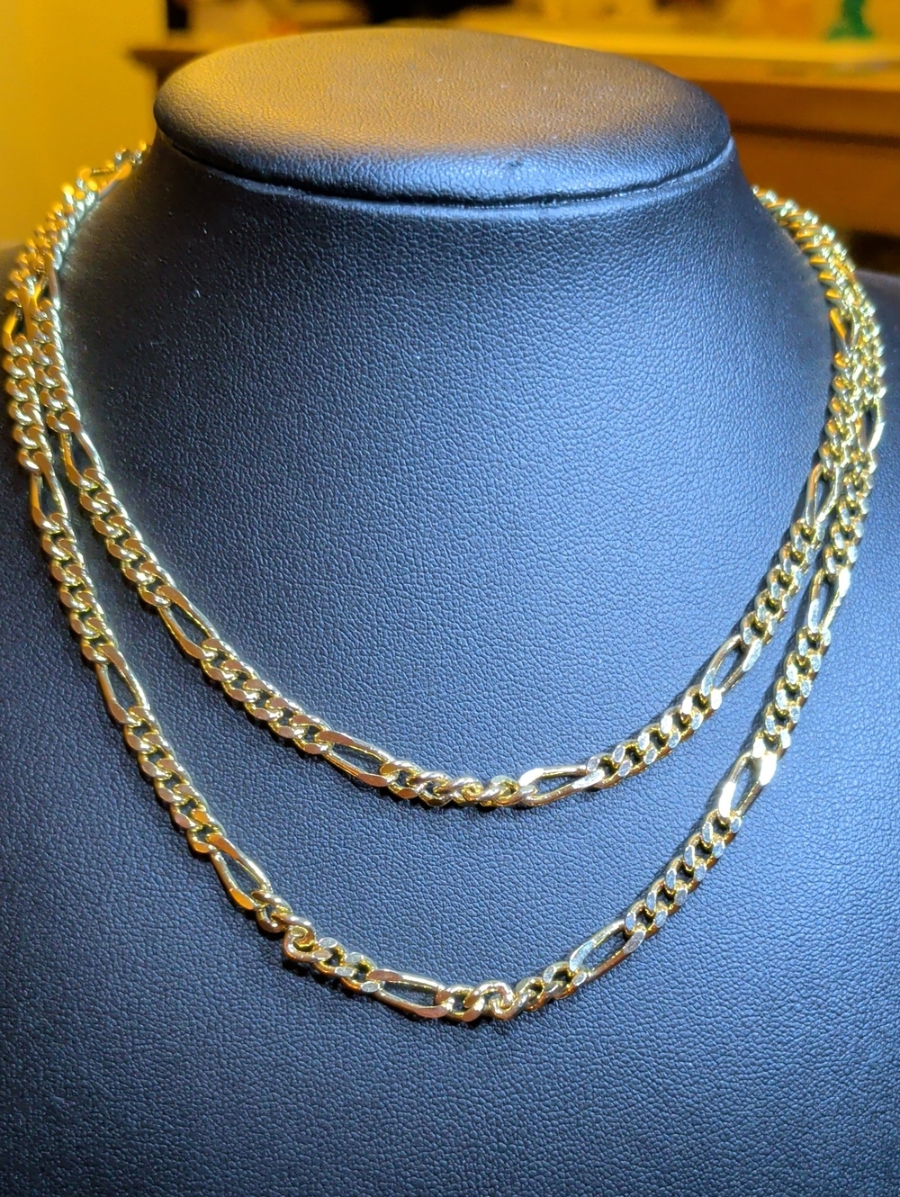 CORO Gold Plated Long Figaro Chain, Allergy Free, Nickel Free, New Old Stock